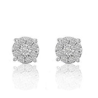 Thumbnail for White 14K White Solid Gold Round Cut Diamond Cluster Earrings 0.81 Ctw