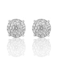Thumbnail for 14K White Solid Gold Round Cut  Diamond Cluster Earrings 4.00 Ctw