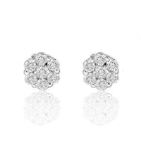 Thumbnail for White 14K White Solid Gold Round Cut Prong Diamond Cluster Earrings 1.40 Ctw