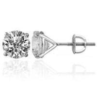 Thumbnail for 14K White Solid Gold Unisex Four Prong Stud Clarity Enhance Diamond Earrings 4.15 Ctw