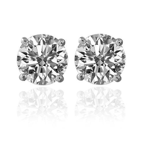 14K White Solid Gold Unisex Four Prong Stud Clarity Enhance Diamond Earrings 4.15 Ctw
