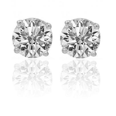 14K White Solid Gold Unisex Four Prong Stunning Diamond Stud Earrings 1.45 Ctw