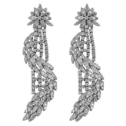 14K White Solid Gold Womens Diamond Earrings 6.50 Ctw