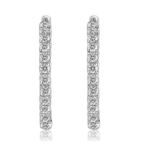 14K White Solid Gold Womens Diamond Hoop Earrings 7.50 Ctw