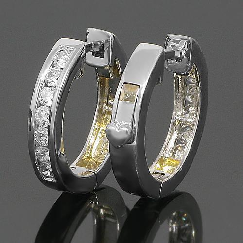 White 14K White Solid Gold Womens Diamond Huggie Earrings 0.25 Ctw