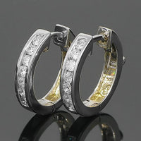 Thumbnail for White 14K White Solid Gold Womens Diamond Huggie Earrings 0.25 Ctw