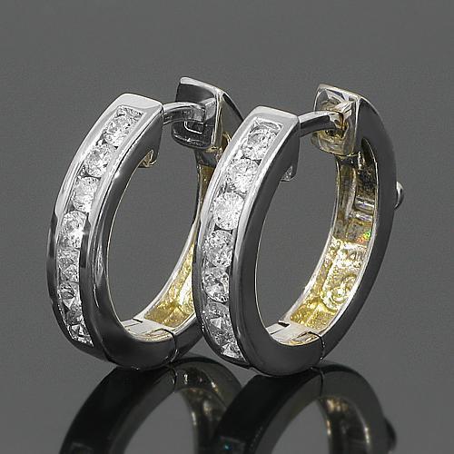 White 14K White Solid Gold Womens Diamond Huggie Earrings 0.25 Ctw