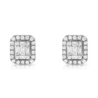 Thumbnail for 14K Yellow Gold Emerald and Round Cut Diamond Earrings 1.50 Ctw