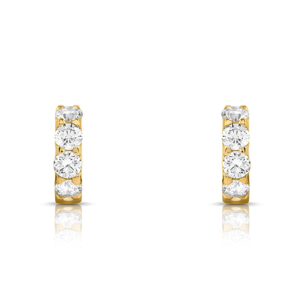 14K Yellow GOLD WOMENS DIAMOND HOOP EARRINGS 1.90 CTW