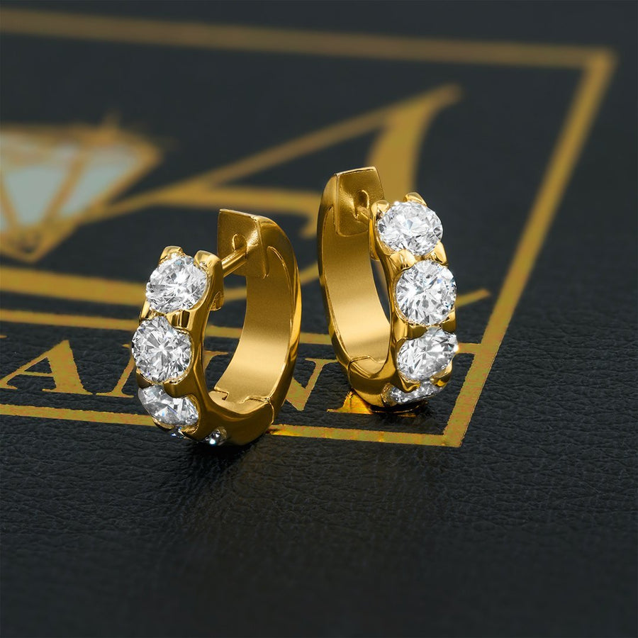 14K Yellow GOLD WOMENS DIAMOND HOOP EARRINGS 1.90 CTW