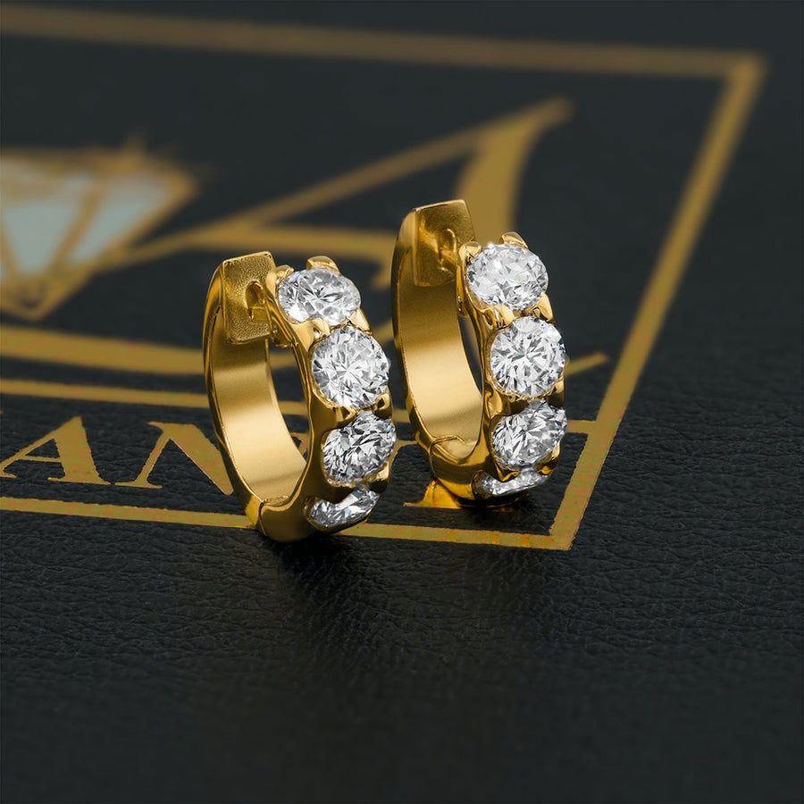14K Yellow GOLD WOMENS DIAMOND HOOP EARRINGS 1.90 CTW