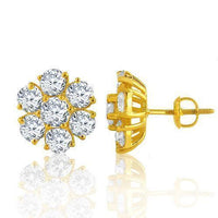 Thumbnail for 14K Yellow Solid Gold Clarity Enhanced Diamond Cluster Earrings 5.50 Ctw