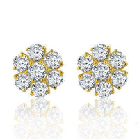 Thumbnail for 14K Yellow Solid Gold Clarity Enhanced Diamond Cluster Earrings 5.50 Ctw