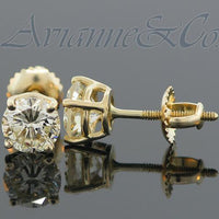 Thumbnail for 14K Yellow Solid Gold Clarity Enhanced Diamond Solitaire Stud Earrings 2.13 Ctw