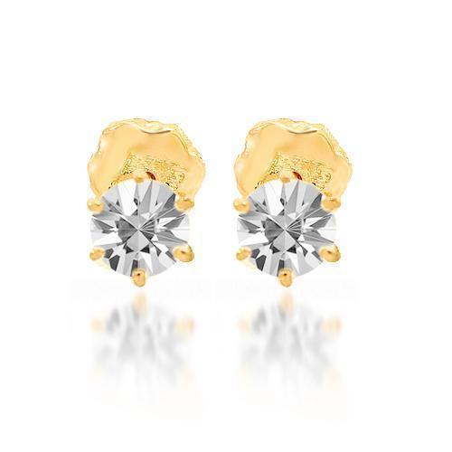 Yellow 14K Yellow Solid Gold Clarity Enhanced Diamond Stud Earrings 0.70 Ctw