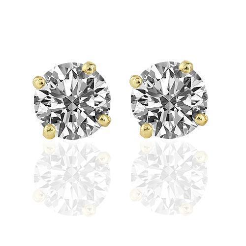 14K Yellow Solid Gold Unisex Massive C.E. Diamond Stud Earrings 4.76 Ctw