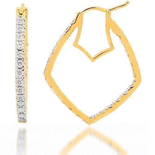 Yellow 14K Yellow Solid Gold Womens Diamond Earrings 1.54 Ctw
