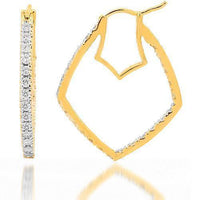 Thumbnail for Yellow 14K Yellow Solid Gold Womens Diamond Earrings 1.54 Ctw
