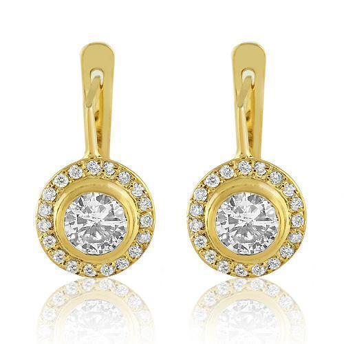 14K Yellow Solid Gold Womens Diamond Earrings 1.75 Ctw