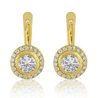 Thumbnail for 14K Yellow Solid Gold Womens Diamond Earrings 1.75 Ctw