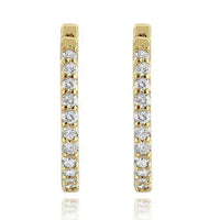 Thumbnail for Yellow 14K Yellow Solid Gold Womens Diamond Hoop Earrings  1.50 Ctw