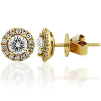 Thumbnail for 14K Yellow Solid Gold Womens Diamond Semi Mount Stud Earrings 0.88 Ctw