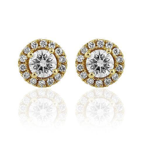 14K Yellow Solid Gold Womens Diamond Semi Mount Stud Earrings 0.88 Ctw