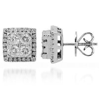 Thumbnail for 18K Solid White Gold Diamond Stud Earrings 1.25 Ctw