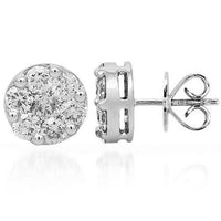 Thumbnail for 18K Solid White Gold Diamond Stud Earrings 1.94 Ctw