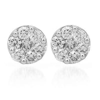 Thumbnail for 18K Solid White Gold Diamond Stud Earrings 1.94 Ctw