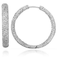 Thumbnail for 18K Solid White Gold Womens Diamond Hoop Earrings 7.00 Ctw