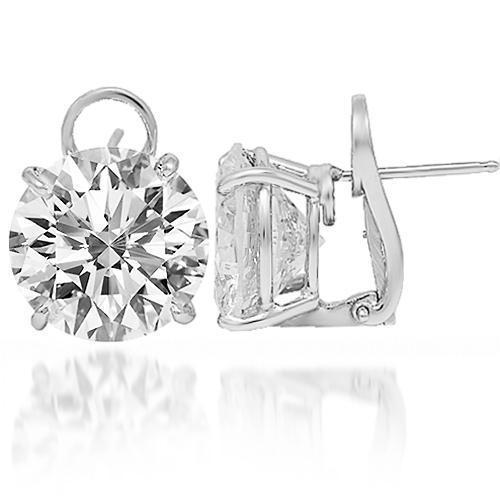 18K Solid White Gold Womens Diamond Solitaire Stud Earrings 15.55 Ctw