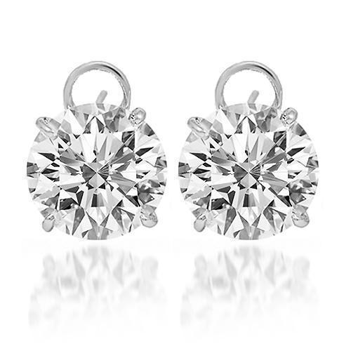 18K Solid White Gold Womens Diamond Solitaire Stud Earrings 15.55 Ctw