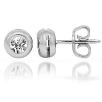 Thumbnail for White 18K White Solid Gold Diamond Solitaire  Stud Earrings 0.50 Ctw