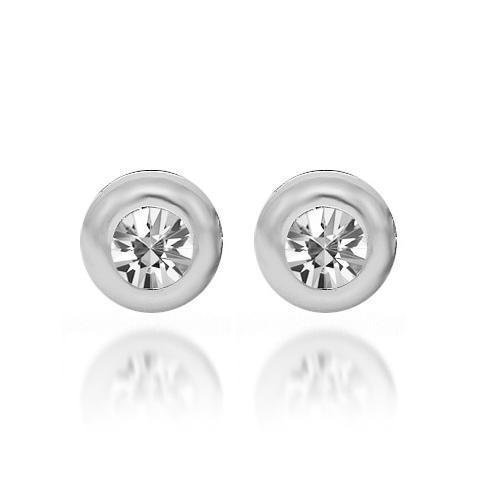 White 18K White Solid Gold Diamond Solitaire  Stud Earrings 0.50 Ctw