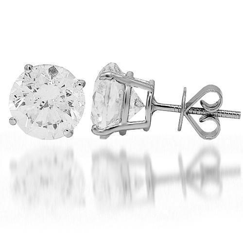 18K White Solid Gold Diamond Solitaire Stud Earrings 6.67 Ctw