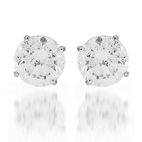 18K White Solid Gold Diamond Solitaire Stud Earrings 6.67 Ctw