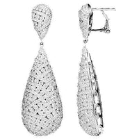 Thumbnail for 18K White Solid Gold Womens Diamond Tear Shaped Earrings 6.89 Ctw