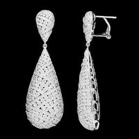 Thumbnail for 18K White Solid Gold Womens Diamond Tear Shaped Earrings 6.89 Ctw