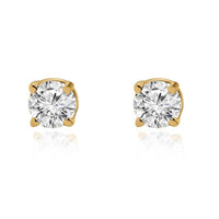 Thumbnail for Classic 14k Yellow Gold Diamond Solitaire Stud Earrings .38 Ctw
