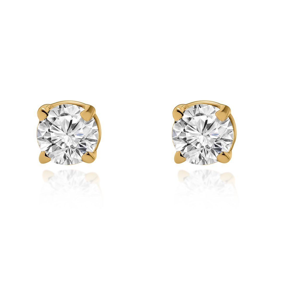 Classic 14k Yellow Gold Diamond Solitaire Stud Earrings .38 Ctw