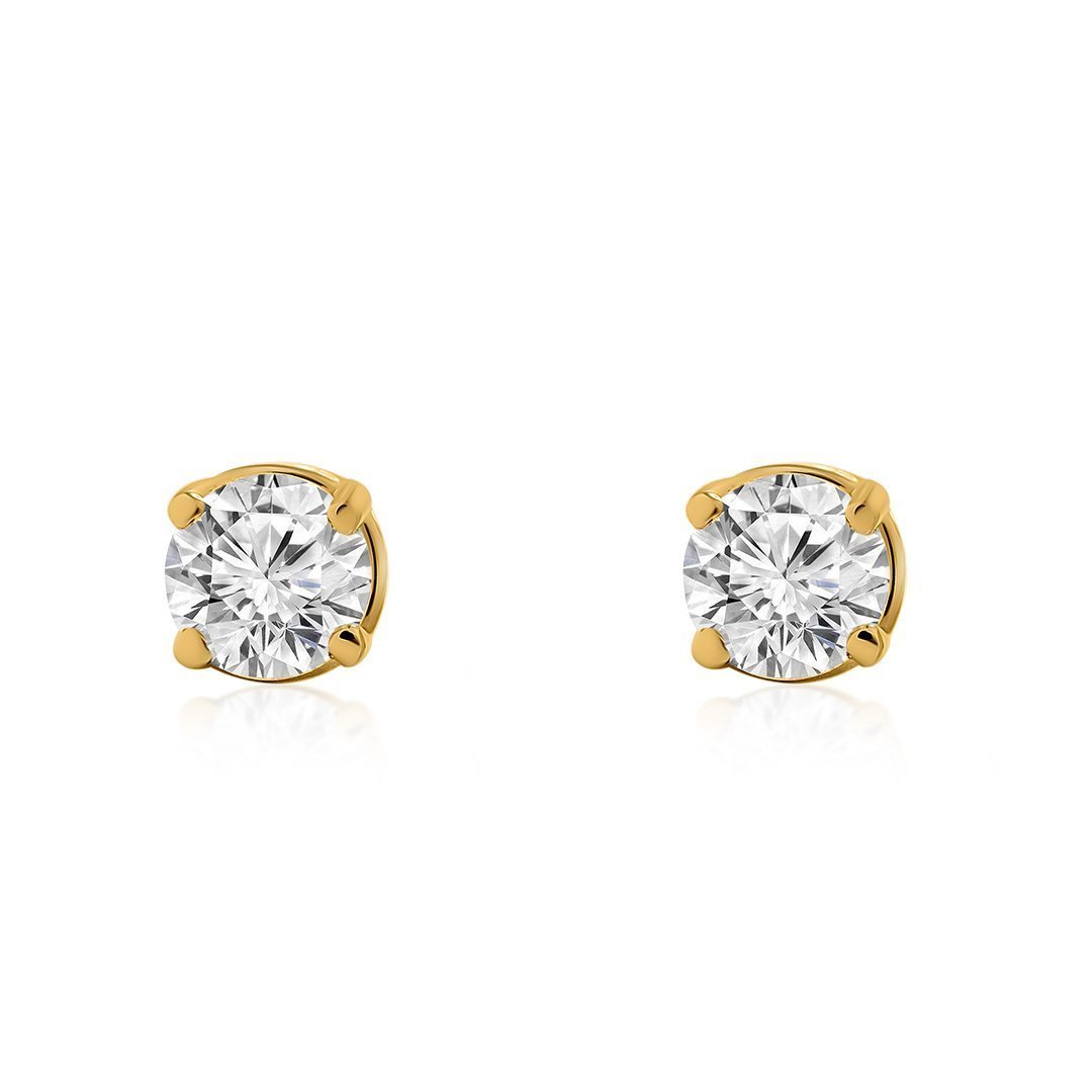 Classic Half Carat 14k Yellow Gold Solitaire Diamond Earrings 0.50 ctw