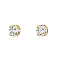 Thumbnail for Classic Half Carat 14k Yellow Gold Solitaire Diamond Earrings 0.50 ctw
