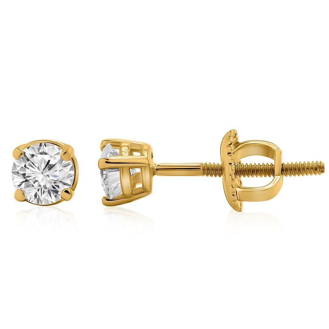 14K Gold Diamond Stud Earrings Solid Gold Earrings Yellow / -  Sweden