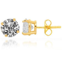 Thumbnail for Yellow Cubic Zirconia CZ Crystal Solitaire Stud Earrings in 14K Solid Yellow Gold