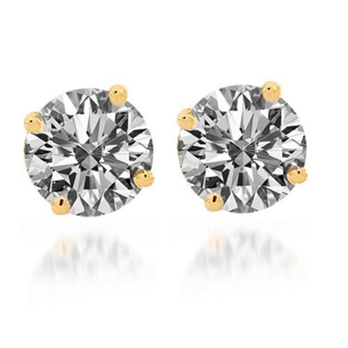 Yellow Cubic Zirconia CZ Crystal Solitaire Stud Earrings in 14K Solid Yellow Gold