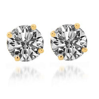 Thumbnail for Yellow Cubic Zirconia CZ Crystal Solitaire Stud Earrings in 14K Solid Yellow Gold