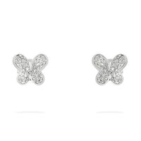 Thumbnail for White Diamond Butterfly Earrings in 14k White Gold 0.15 Ctw