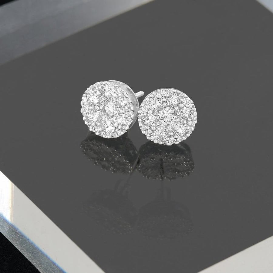 Pendientes circulares de diamantes de oro blanco de 10 k (1,44 quilates) 