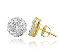 Thumbnail for 10k Yellow Gold Diamond Circle Earrings 1.44 Ctw